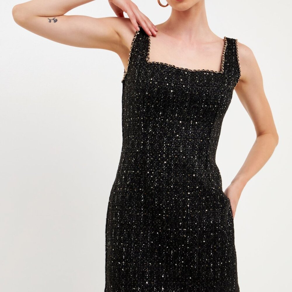 Endless Rose Tweed Dress, black, XS, NWT